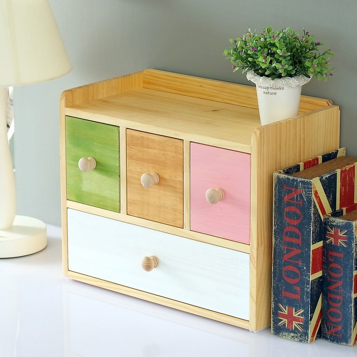 나무다움 컬러 수납장 2단단 수납함 책상서랍, 컬러색상혼합