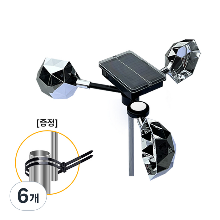 초강력 태양광 조류퇴치기 360도 회전 반사광 경보음 농작물보호, 6개