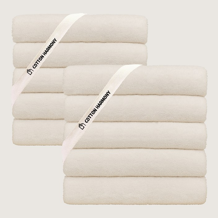 코튼하모니 호텔수건 200g 40수 코마사, 크림베이지, 10개