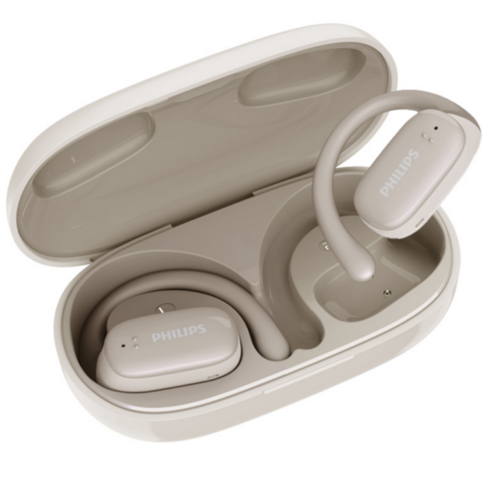 필립스 ENC 노이즈캔슬링 오픈형 블루투스 무선 이어폰, TAT3708, 화이트