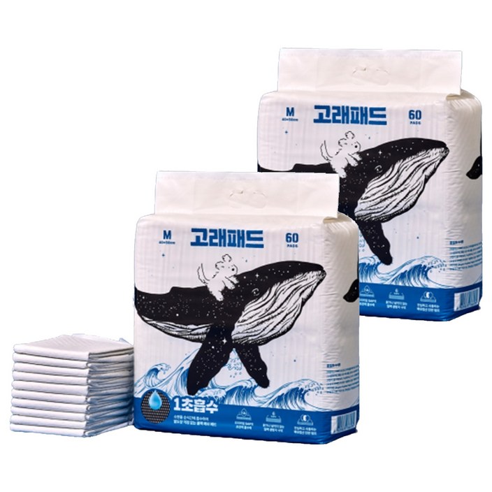 핏펫 강아지 고래 배변패드, 60개입, 2개