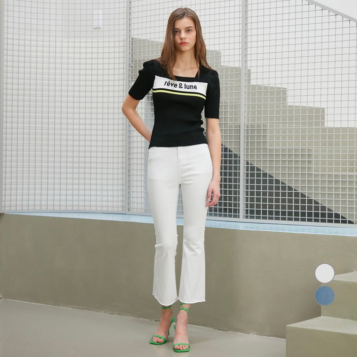 에고이스트 여성용 워시드 슬림 부츠컷 데님 팬츠ER2BO301