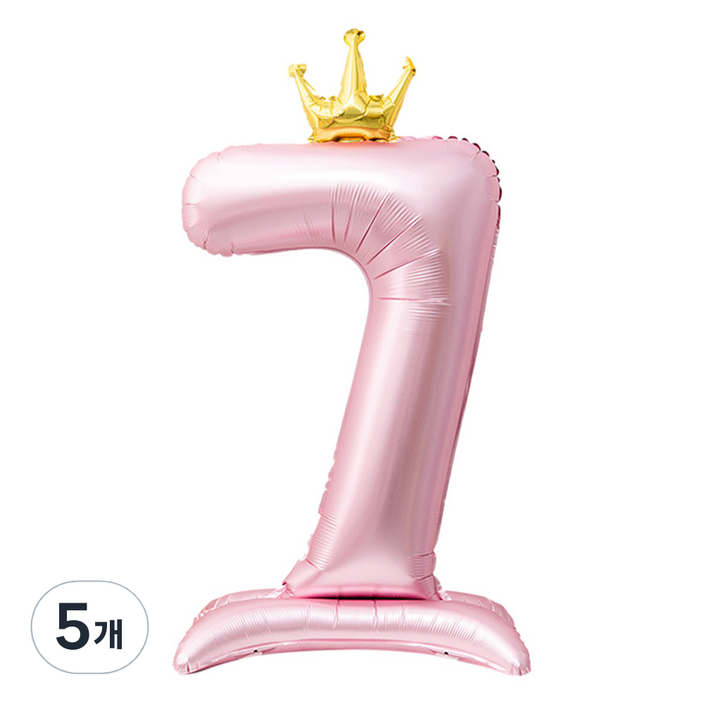 인블룸 대형 왕관 숫자7 스탠드 파티 풍선, 핑크, 5개