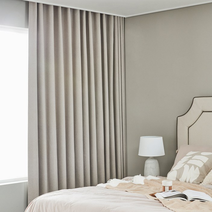 한샘 릴렉스 앞뒤동일원단 형상기억가공 완전 암막커튼  레일 세트 방문설치