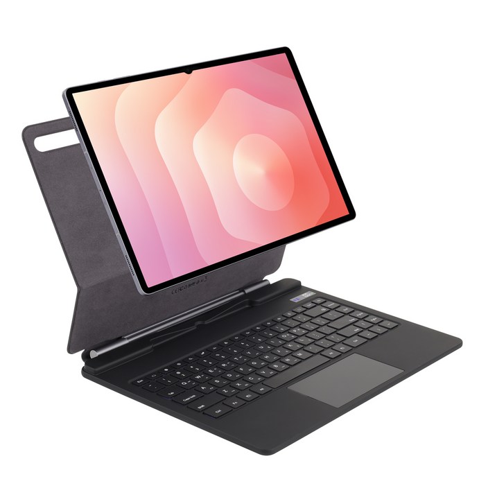 Allilio 갤럭시 탭 호환 블루투스 키보드 S8/9/10/11 울트라 북커버 S펜수납 터치패드 한글각인 매직키보드, 1개, 블랙