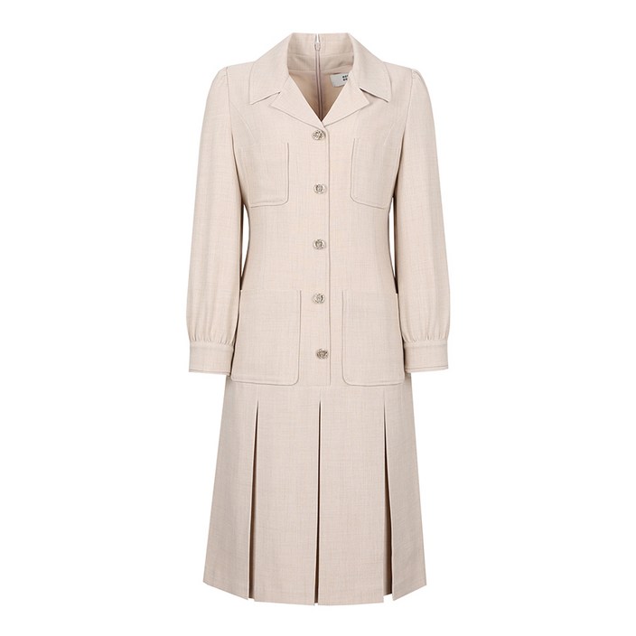 [베스띠밸리]  더블포켓 카라 박스플리츠 원피스