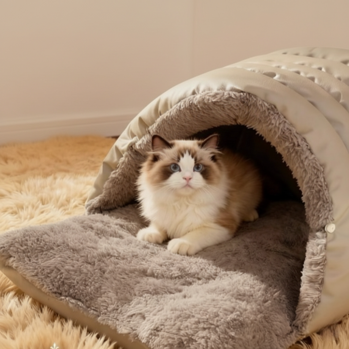 지금부터마켓 겨울 방한 방수 고양이 강아지 숨숨집, 그레이, 1개