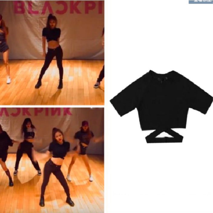 t226mop170w 댕댕구리 블랙핑크 제니 셔츠 힙합 티셔츠 크로스힙합 댄스 여름 스타일