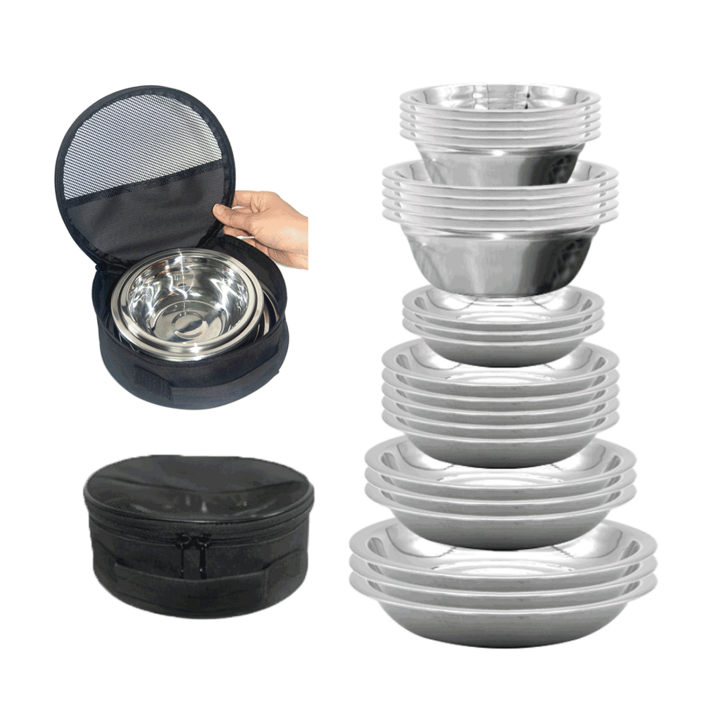 [한정수량특가] 시샘 스텐 캠핑 식기세트 가방포함 17p / 25p