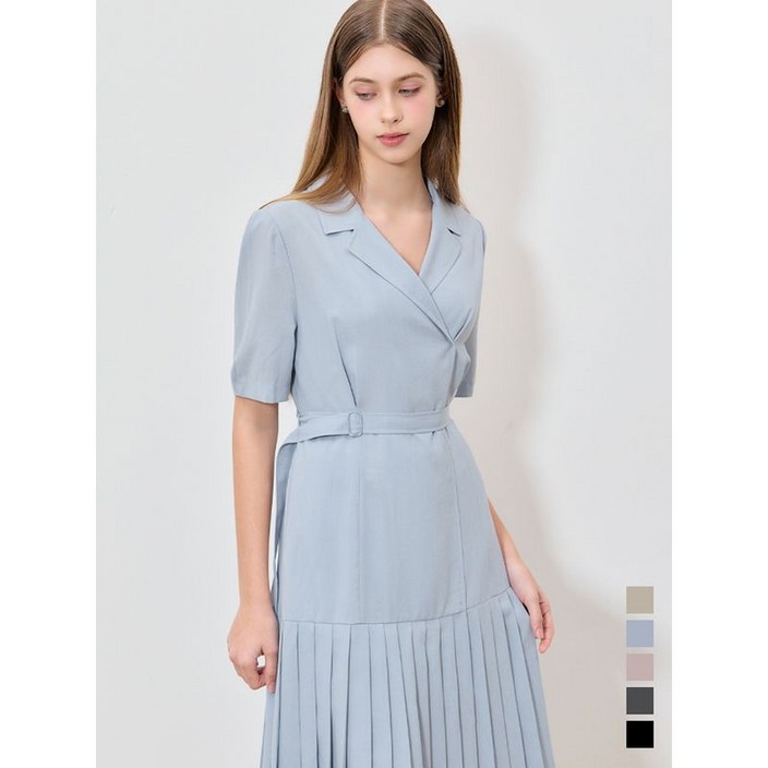 쉬즈미스 고감도 플리츠 믹스스플릿 카라 원피스 택가격 378000원