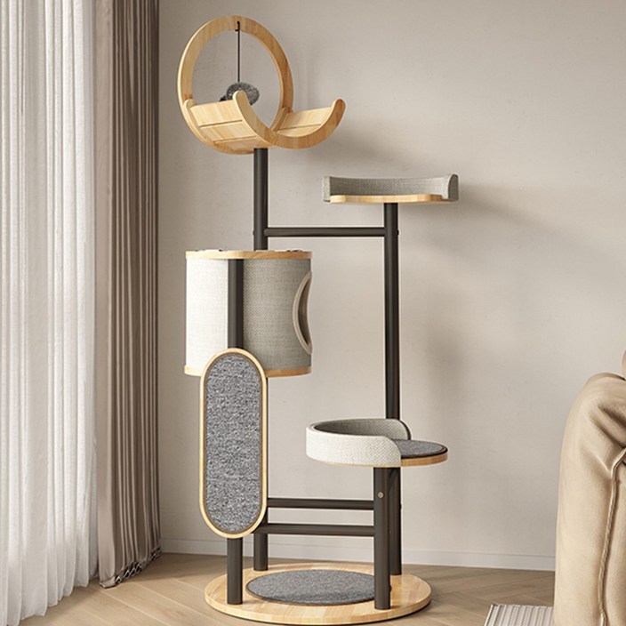 알모어 튼튼한 캣타워 고양이 스크래쳐 숨숨집 호텔 캣폴 해먹 세트 대형 놀이터 타워 가구