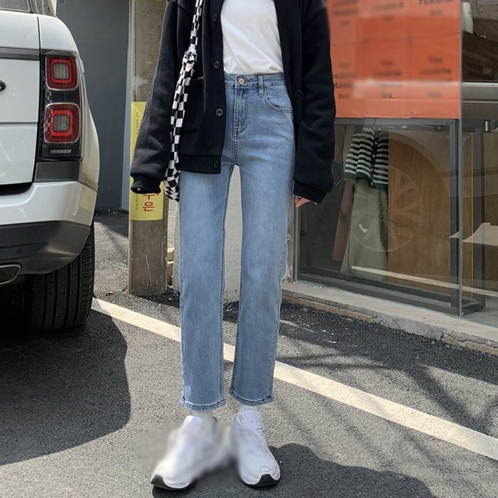 AOKADA 여성 키작녀 청바지 후회안해 스판 와이드 롱 데님팬츠