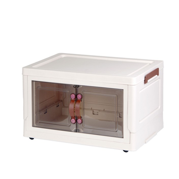 미란다 접이식 바퀴이동 양개문형 리빙박스 폭55cm 1단 co-00893, 1개, 아이보리