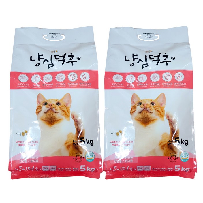 냥심덕후 고단백 고양이 사료 대용량, 10kg, 5kg 2개