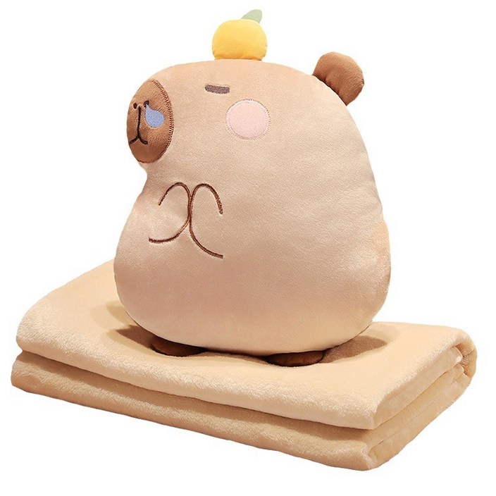 투크 담요 품은 카피바라 대형 사이즈 캐릭터 손난로 쿠션 베개 담요
