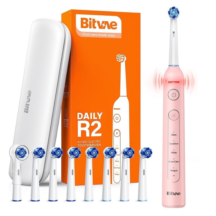 비트베이 R2 회전전동칫솔 스마트압력센서 칫솔모8개 휴대용케이스 포함 Bitvae Amazon 베스트 모델