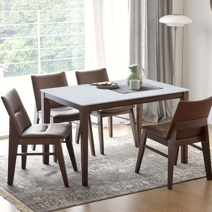 베스트리빙 루마니아 빈츠 포세린 12T 통세라믹 1200/1400 4인용 와이드 세라믹 식탁 테이블 세트/의자4개/의자2개+벤치형/4colors 2size