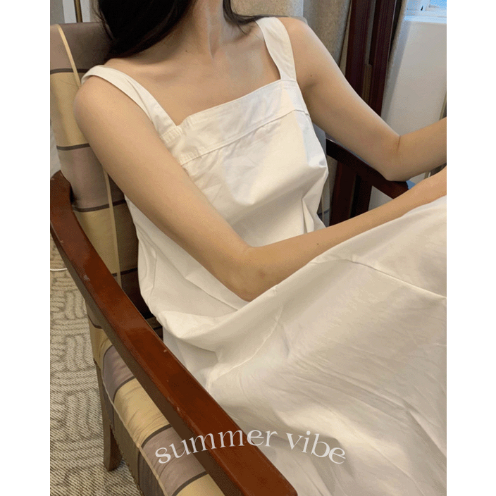 루어스룸 베가스 스퀘어넥 민소매 포켓 롱 원피스