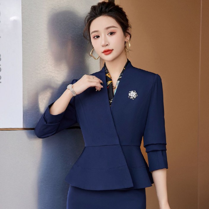 스타일로그 노카라 사선 여성정장자켓단품