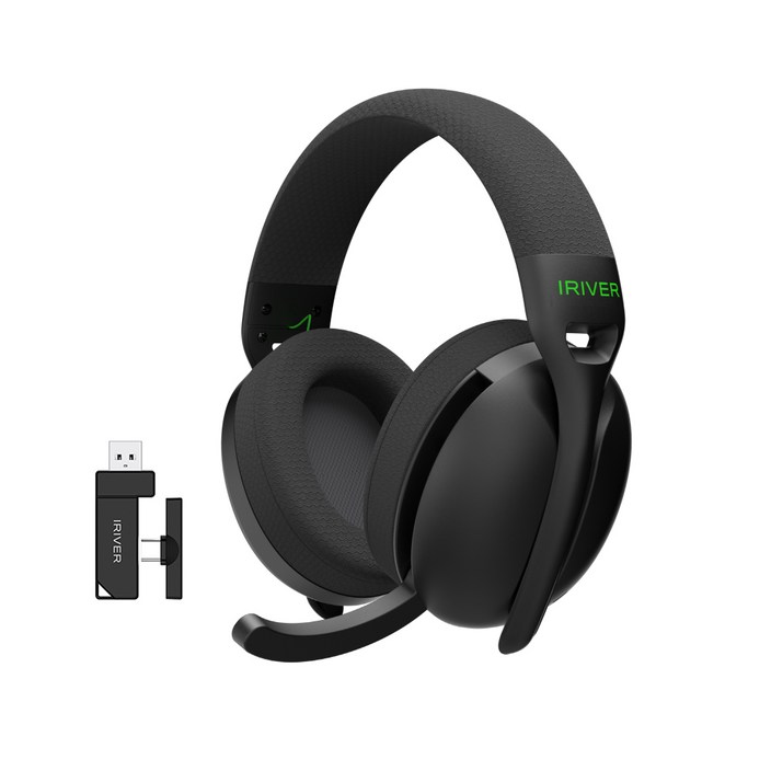 아이리버 초경량 노이즈캔슬링 가상7.1채널 유무선 게이밍 헤드셋 LightFit WGH3 C타입수신기, 블랙, WGH3