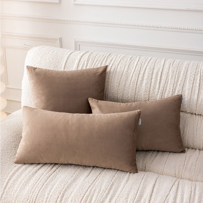 생활방수 커버무드 패브릭 소파 쿠션  솜 포함, 브라운