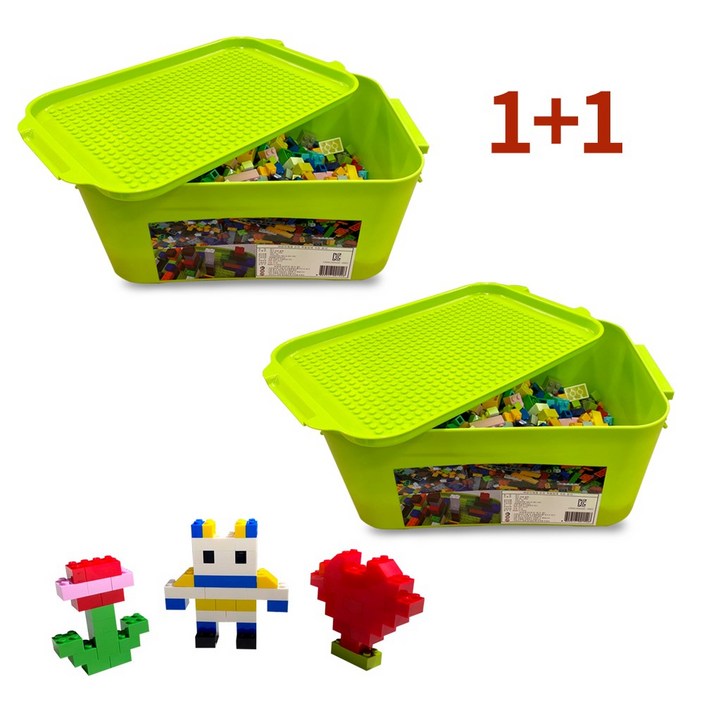 레고호환 리필블럭 1000피스  정리함 2세트, 혼합색상, 2개