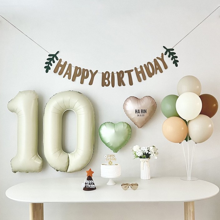 연지마켓 생일 파티 풍선 용품 세트 가랜드 숫자 (이름 레터링 포함), 1세트