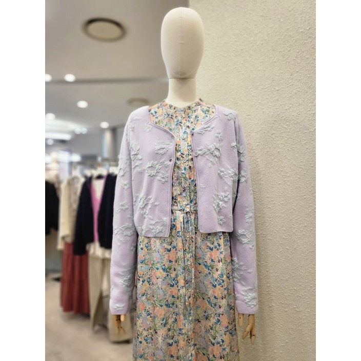 써스데이아일랜드   플라워 자카드 가디건  T242MCD139W