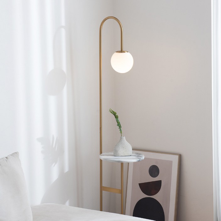 아토조명 보누 스테이블 유리볼 장스탠드 마블 트레이 간접조명, 보누 테이블 스탠드  주광색