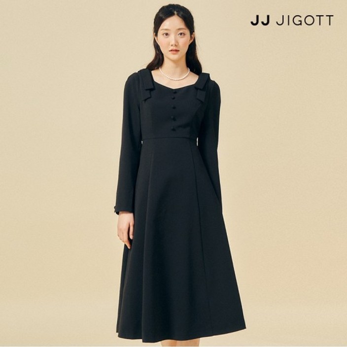 JJ지고트 리본 디테일 플레어 원피스 GP3P0OP311