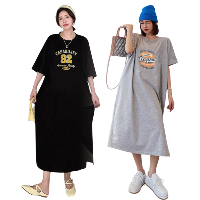 프리티쥬시 [1+1] 여성 캐주얼 데일리 루즈핏 롱원피스 2종세트