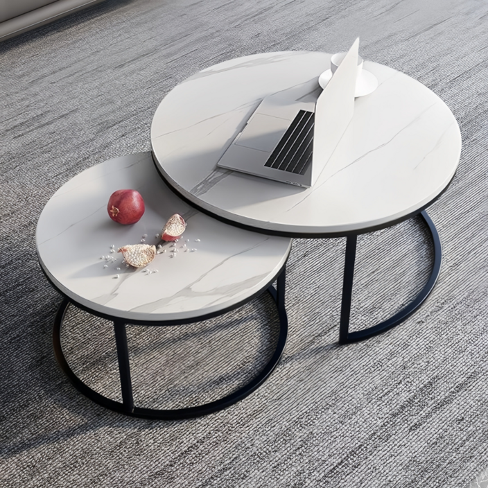 대리석거실테이블 80+60CM 원형티테이블