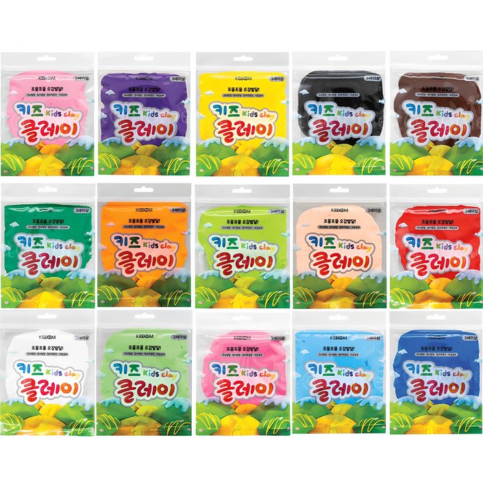 키즈클레이 50g, 15색 세트, 1개 키즈클레이 50g, 15색 세트, 1개