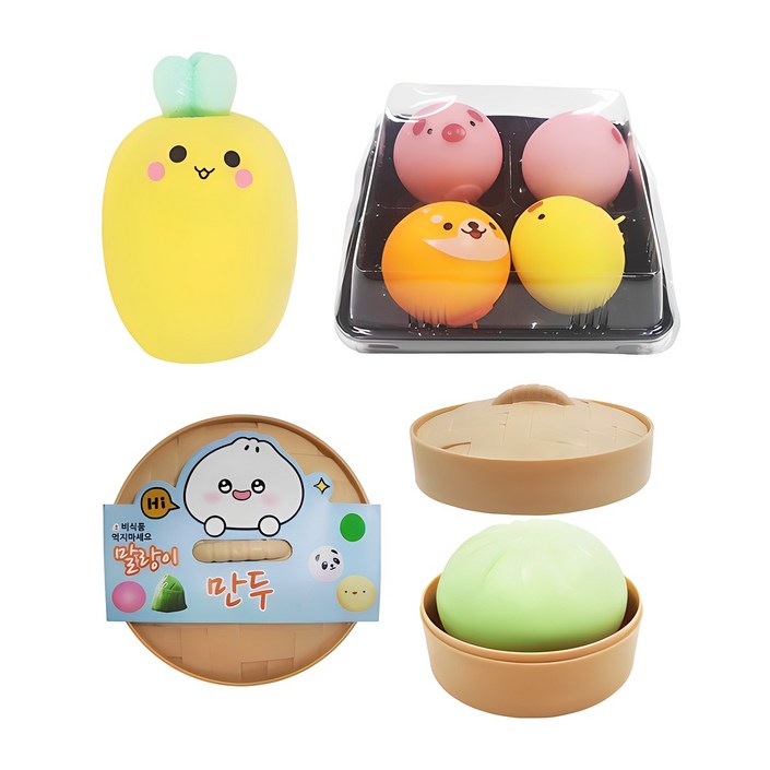 아가플러스 말랑이 만두  당근  핑크돼지 4p 세트 촉감각완구