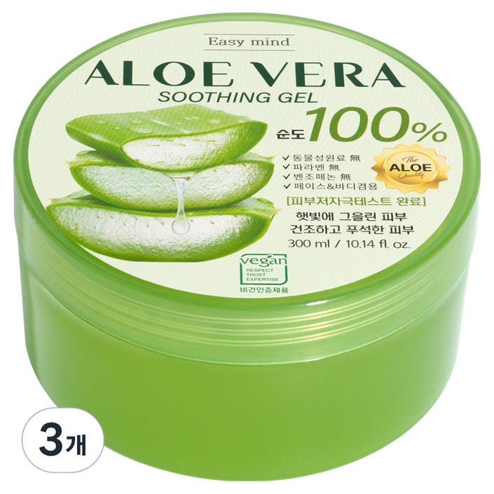 이지마인드 알로에베라 수딩젤, 300g, 3개