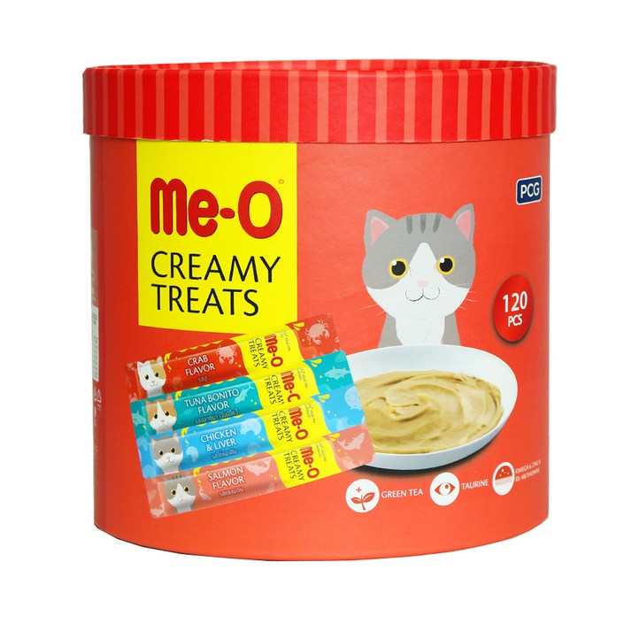 MeO 크리미 버라이어티 고양이 간식 15g x 120p, 치킨 + 리버 혼합맛, 1개 20230212