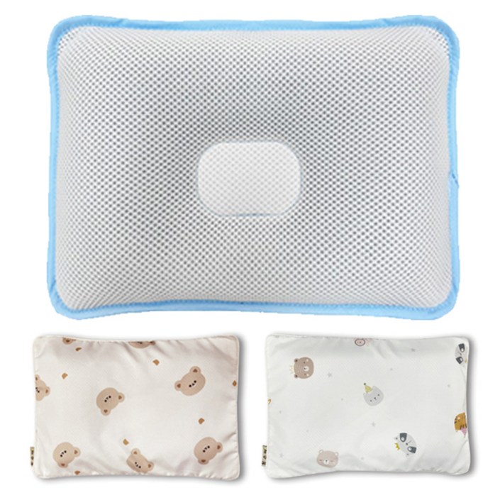 몽슈레 유아용 짱구 태열베개 몽곰이 마이크로화이바   커버 랜덤발송 세트