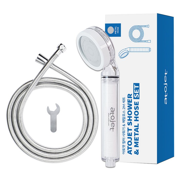 아토젯 필터 샤워기  메탈 호스 2m 세트