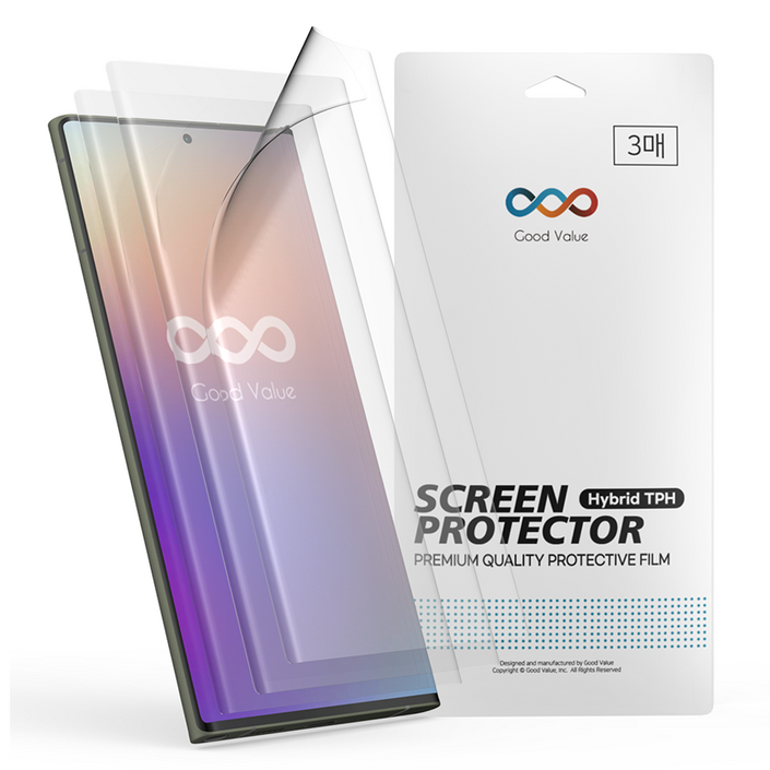 굿밸류 하이브리드 TPH 고광택 쉴드 휴대폰 액정보호필름 3p 세트, 1세트