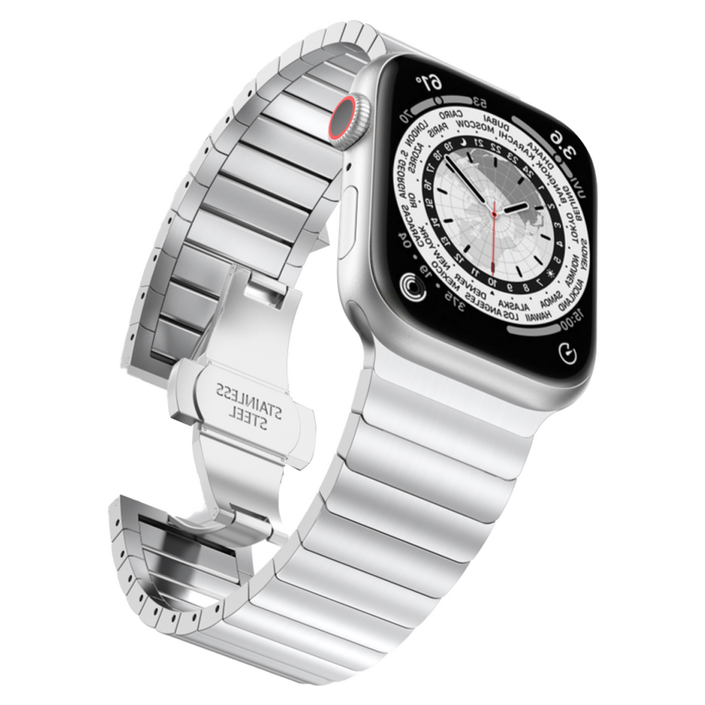 칸탐 애플워치 호환 메탈 링크브레이슬릿 스트랩 42  44  45  46  49mm, 실버, 1개