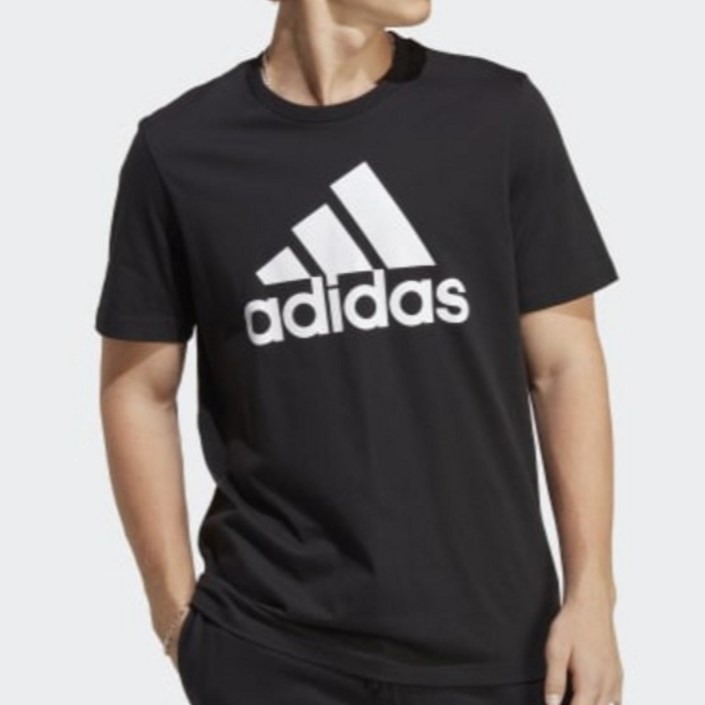 아디다스 남성용 에센셜 싱글 저지 빅로고 티셔츠 IC9347