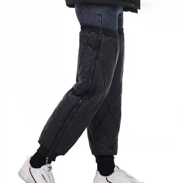 라온템 바람막이 레그워머 기모 다리 토시 2p, 블랙, 1개