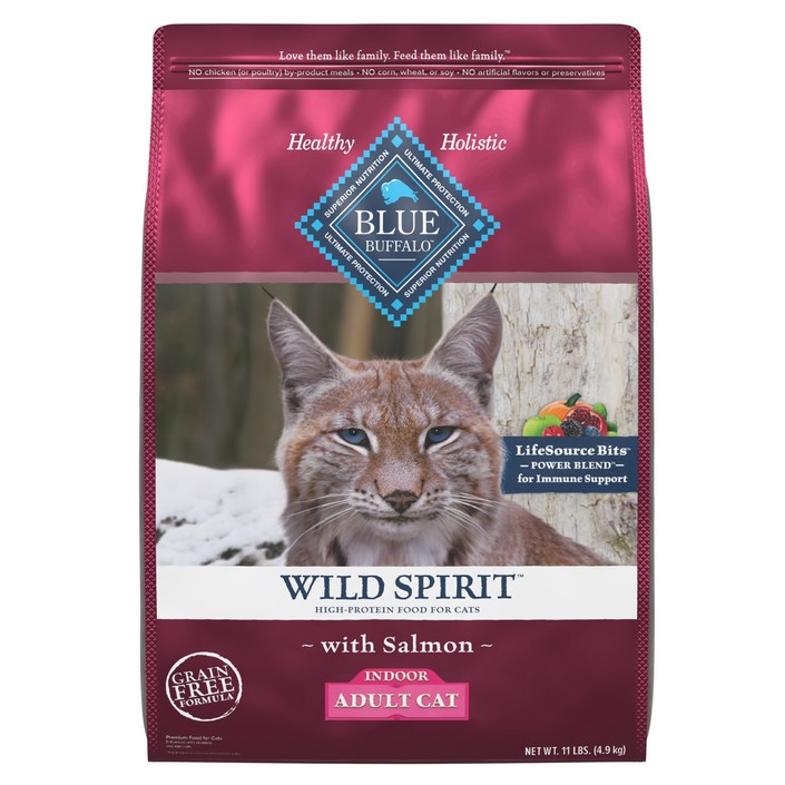 블루버팔로 어덜트 고양이 인도어 사료, 연어, 4.9kg, 1개