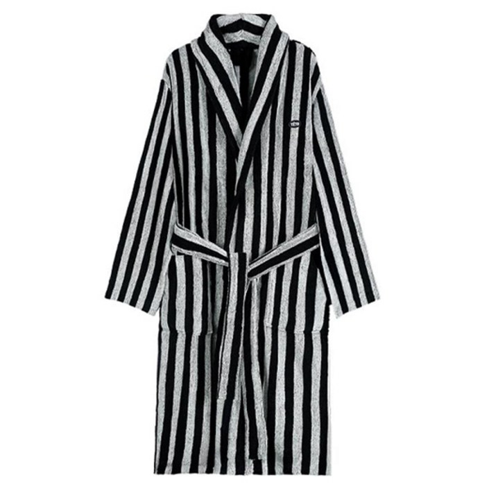 테토 오브제 수피마 40수 바스 로브 L XL, 스트라이프블랙, 1개