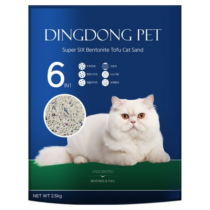 딩동펫 고양이 수퍼 식스 벤토나이트 두부 모래