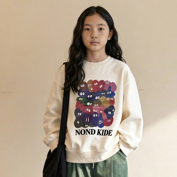 리틀크루주니어 컬러풀 스마일 아트 맨투맨