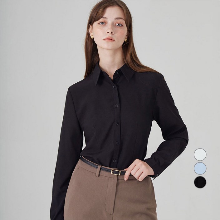 ELLE PARIS 여성용 슬림핏 구김없는 링클프리 셔츠 블라우스