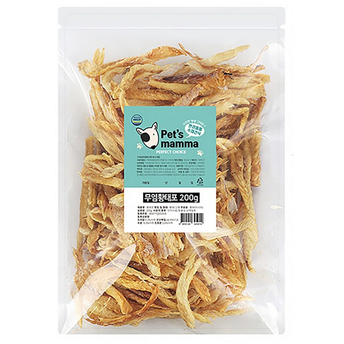 펫츠맘마 국내산 강아지 수제간식, 무염황태포, 200g, 1개