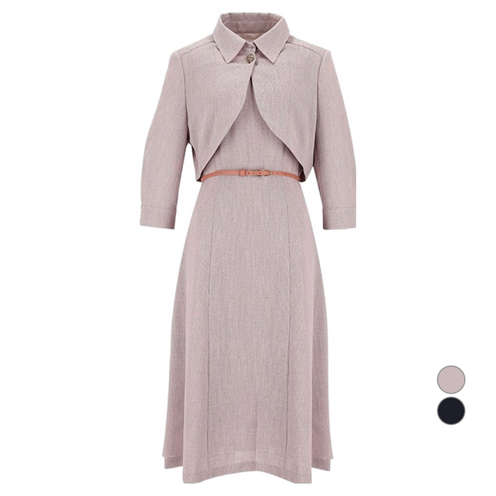 비지트인뉴욕 여성용 크롭 재킷  슬리브리스 원피스  벨트 세트 VA9TX10