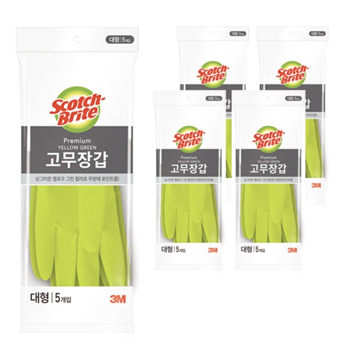 스카치브라이트 프리미엄 고무장갑, 옐로우 그린, 대L, 1세트